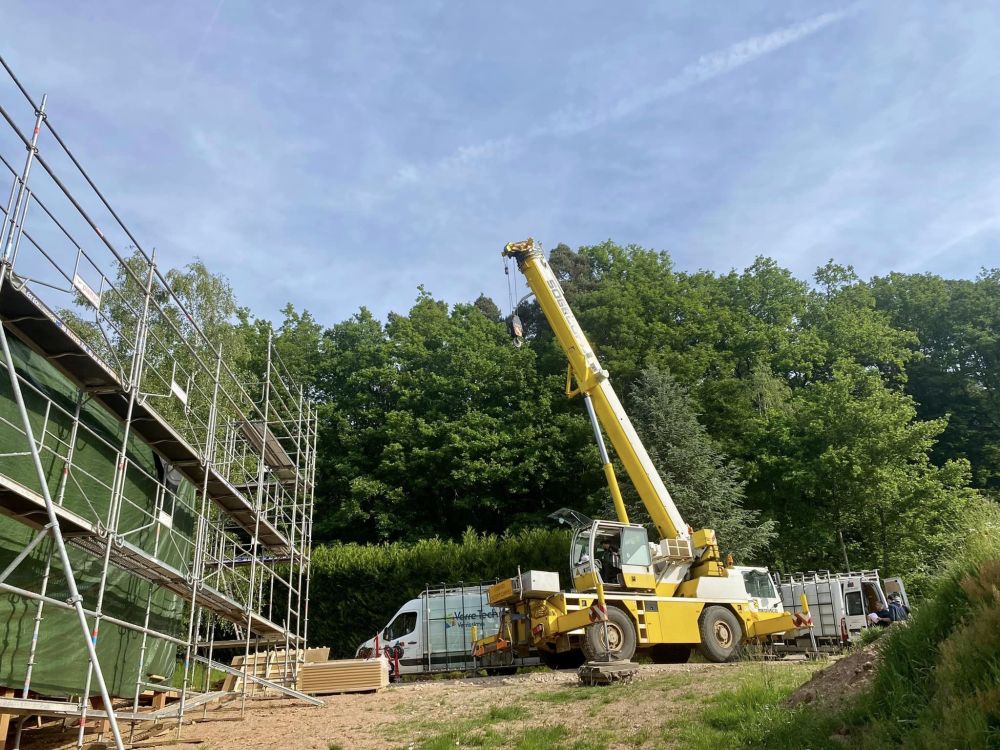 Pose de gros vitrages sur une construction neuve à St-Dié-des-Vosges